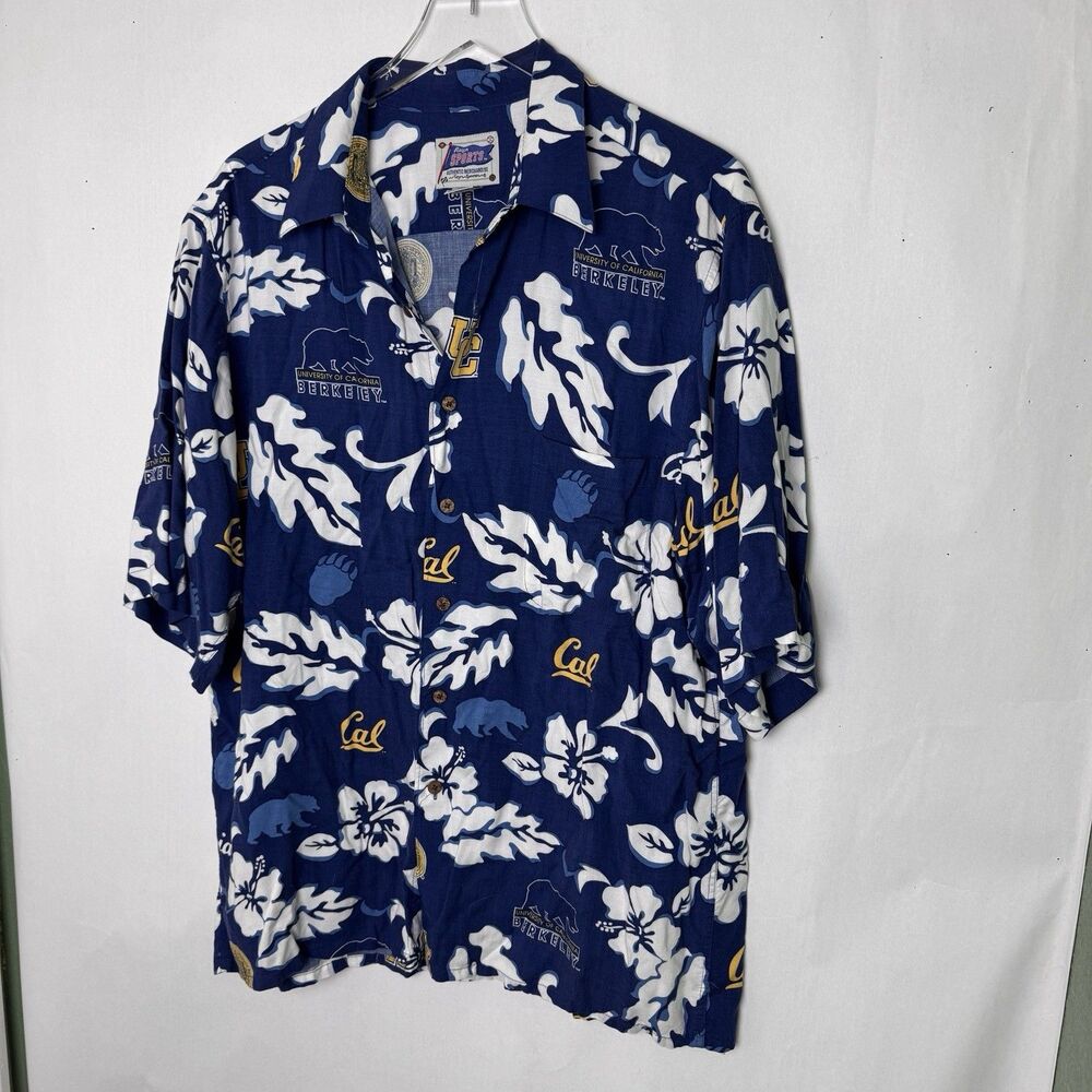 NCAA UC Berkeley Reyn Spooner Sports  Hawaiian Shirt Floral Blue Size XLarge